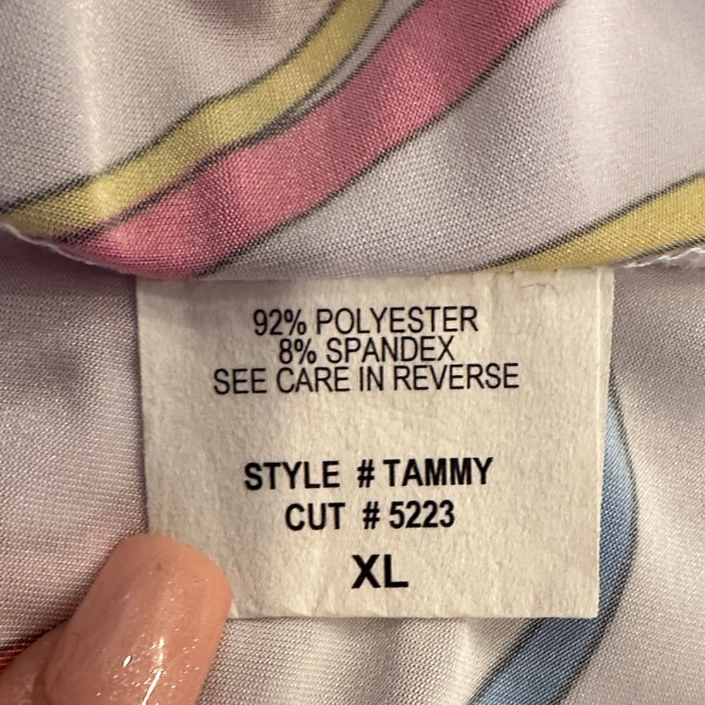 Mesmerize Colorful Floral Tie-Front Blouse Made in US - Picture 11 of 12